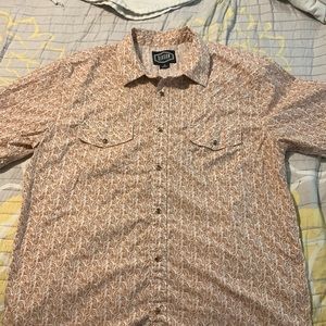 Gibson button up shirt. Worn a few times.  Light brown, dark orange and white.